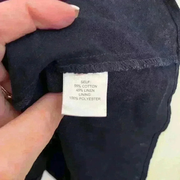 Copper Key Womens Navy Lined Sundress Buttons Spaghetti Strap Linen Blend XL - Picture 4 of 7